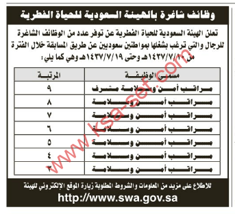 وظائف مطلوبة للهيئة السعودية للحياة الفطرية