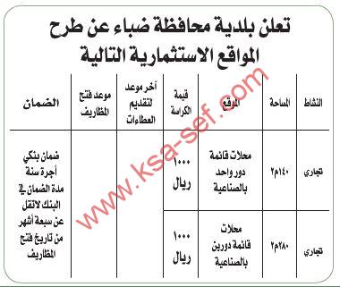 طرح مواقع استثمارية ببلدية محافظة ضباء