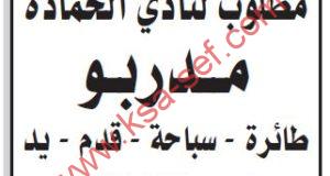 مطلوب مدربون رياضيون لنادي الحمادة