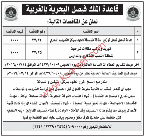 مناقصات إعادة تأكيل كيابل توزيع الطاقة وتوريد وتركيب مظلات شراعية