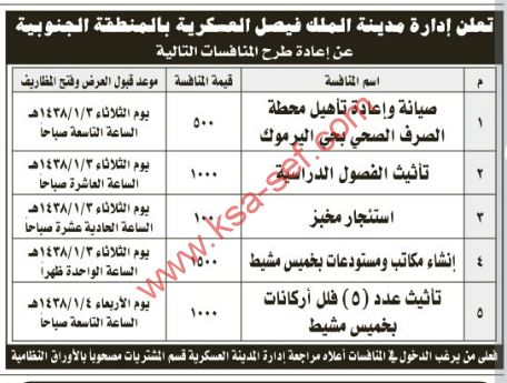 طرح عدة منافسات لإدارة الملك فيصل العسكرية بالمنطقة الجنوبية