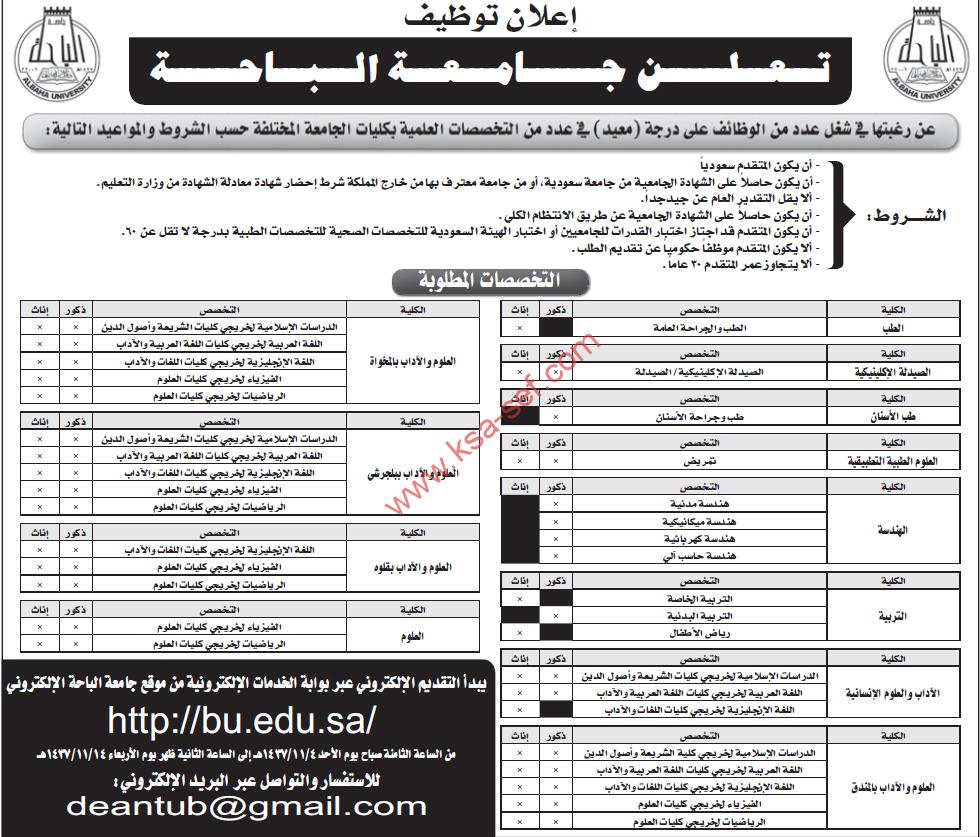 عدة وظائف شاعرة بجامعة الباحة