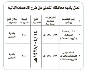 منافسة - بلدية الشملي