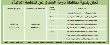 منافسات - بلدية محافظة دومة الجندل