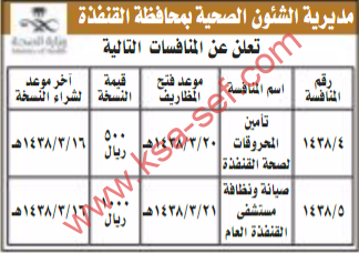 منافسات - مديرية الشؤون الصحية بمحافظة القنفذة