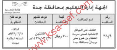 منافسة - الكشف عن الهياكل الانشائية لمبنى مدرسة / إدارة التعليم بمحافظة جدة